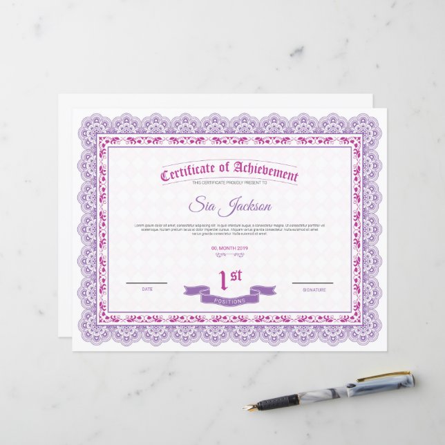 Mall för certifikat om uppnående av professionell (Fram/Back In Situ)