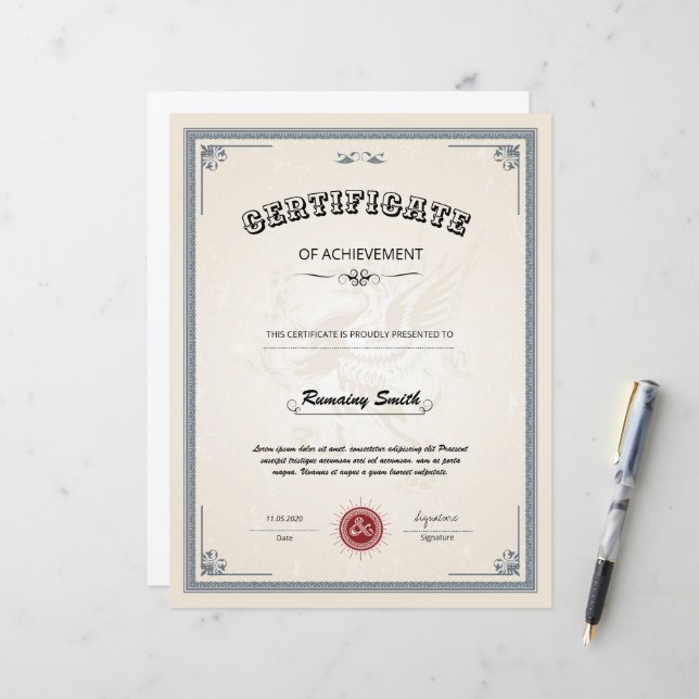 Mall för certifikat om uppnående av professionell (Fram/Back In Situ)
