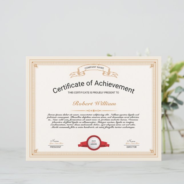 Mall för certifikat om uppnående av professionell (Stående Fram)