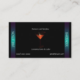 Mall för Classy Teal Metallic Martini Bartender Visitkort
