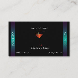 Mall för Classy Teal Metallic Martini Bartender Visitkort