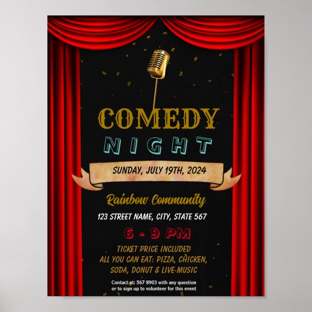 Mall för Comedy night School-händelse Poster (Framsidan)