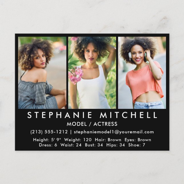 Mall för Comp Card-kort - vykort - 3 foton (Framsida)