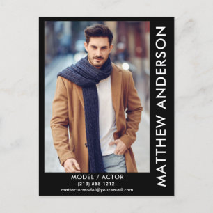 Mall för Comp Card-vykort, svart - sida Namn Vykort