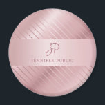 Mall för den moderna Eleganten Ro Guld Magnet<br><div class="desc">Monogram Modern Elegant Ro Guld Mall Round Magnet.</div>