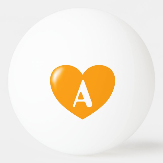 Mall för ditt Monogram Big Orange Heart  Pingisboll (Framsidan)