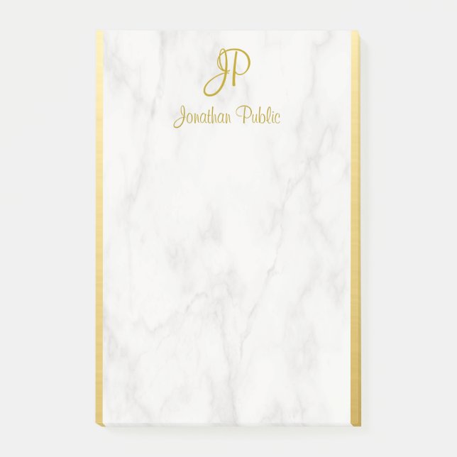 Mall för Elegant av anpassningsbar Marble Guld Mon Post-it Block (Framsida)