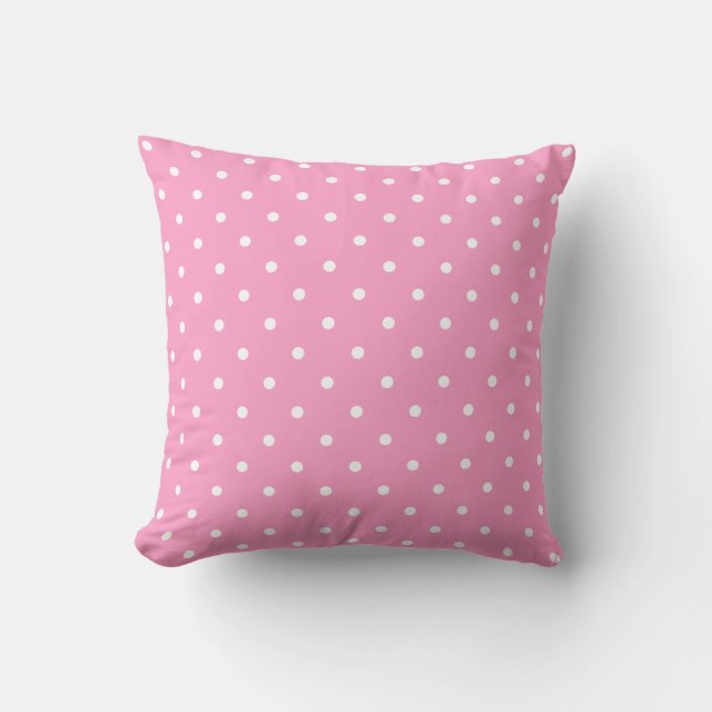 Mall för Elegant för Rosa White Polka dots Kudde (Framsida)