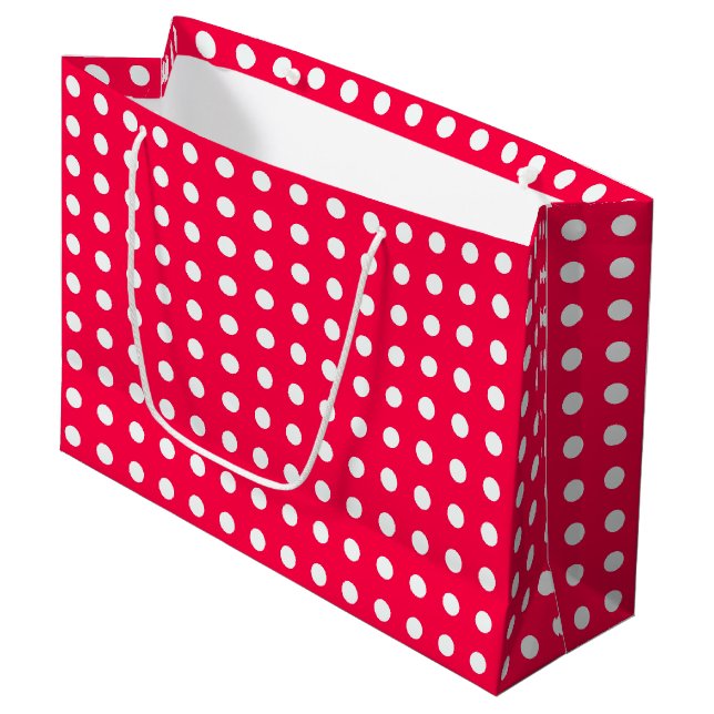 Mall för elegant Jul Red White Polka dots (Framsidan Vinklad)