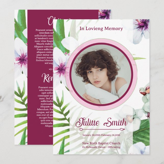 Mall för elegantens allmänna programkort (Fram/baksida)