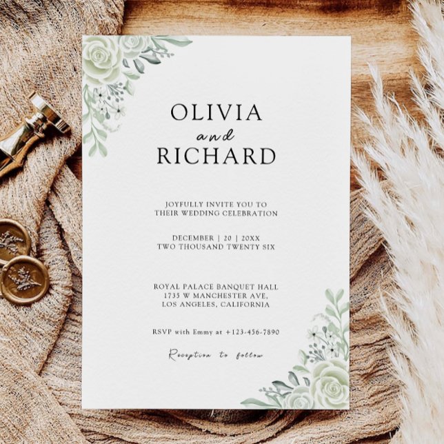 Mall för Emerald Grönt Bröllopsinbjudans (Emerald Green Wedding Invites Template)