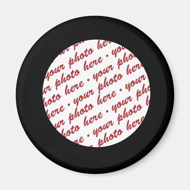 Mall för enkel svart cirkel med foto Ram Magnet (Framsidan)