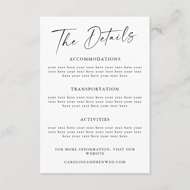 Mall för enkel svart skriptinformation för Bröllop (Framsida)