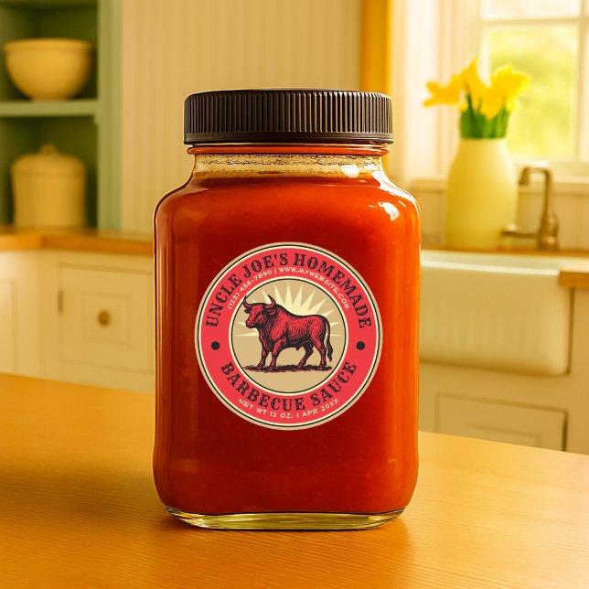 Mall för etikett för Homemade Barbecue Sauce Bull (Skapare uppladdad)