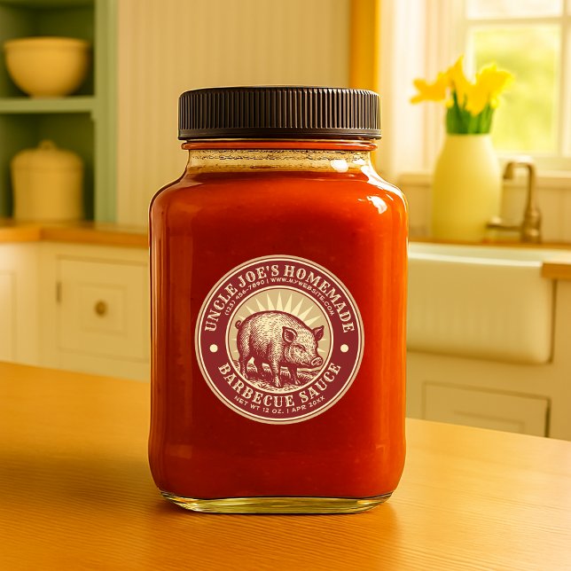 Mall för etikett för Homemade Barbecue Sauce Hog (Skapare uppladdad)