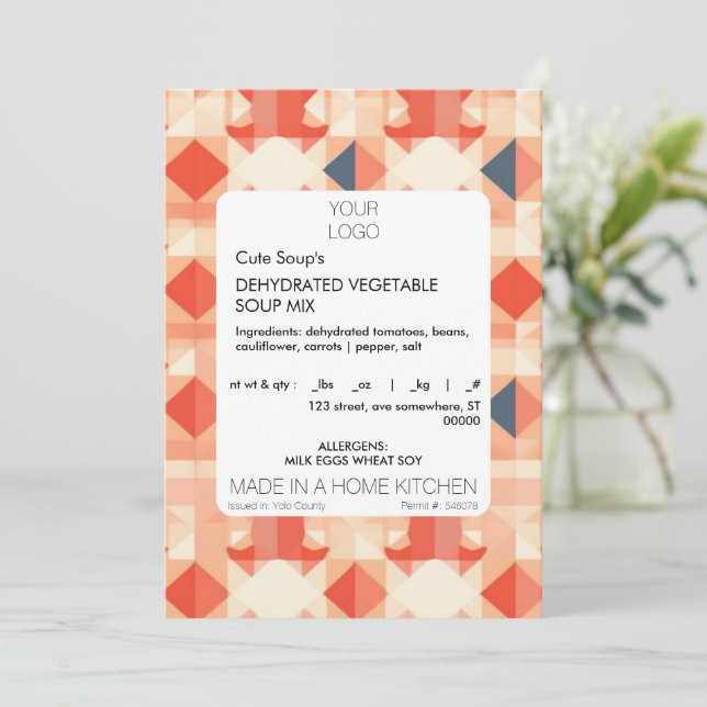 Mall för etikettmärkning för innehållslivsmedel (Stående Fram)