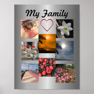 Mall för familjfotoCollage för 8 foto Poster