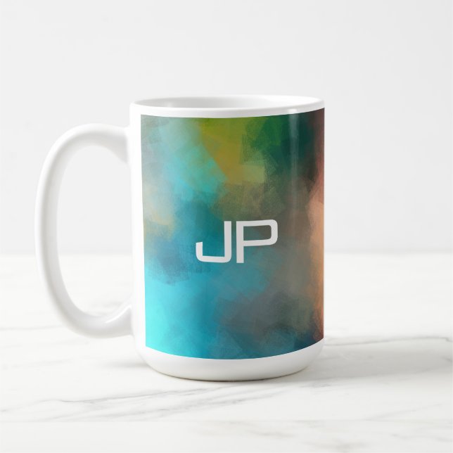 Mall för färgämnet Monogram Rainbow Färg Abstrakt Kaffemugg (Vänster)