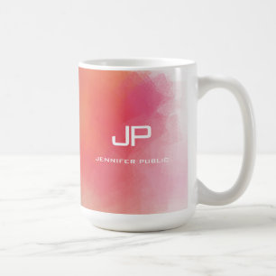 Mall för färgämnet Monogram Rainbow Färg Abstrakt Kaffemugg