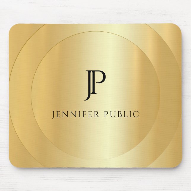 Mall för Faux Guld Metallic Search Monogram-Elegan Musmatta (Framsidan)