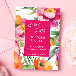 Mall för fet rosa orange sommarblommor bröllop