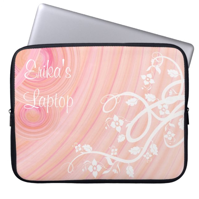 Mall för filigree Flowers Spiral Girly Peach-filer Laptop Fodral (Framsidan)