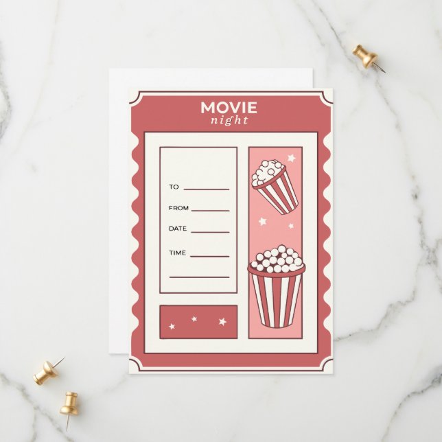 Mall för filmkvällsinbjudan med popcorn (Fram/Back In Situ)