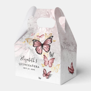 Mall för fjäril i Rosa ros-Guld Presentaskar