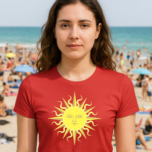 Mall för flamma Sol Ansikte T Shirt