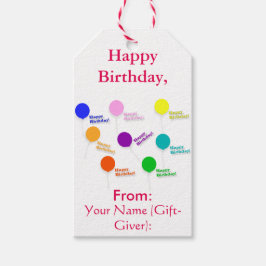 Mall för flerfärgade bubblor Grattis på födelsedag Presentetikett