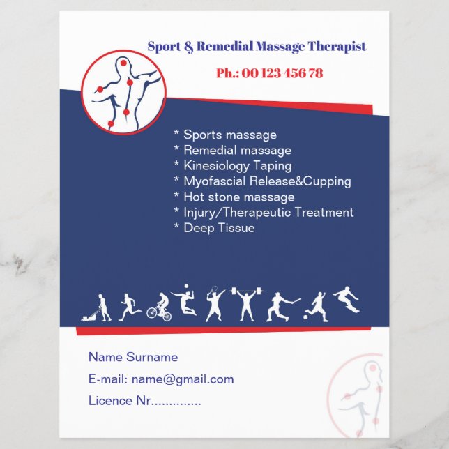 Mall för flygblad för remedial massage (Framsidan)