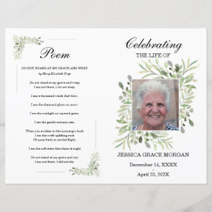 Mall för Foliage Funeral Program