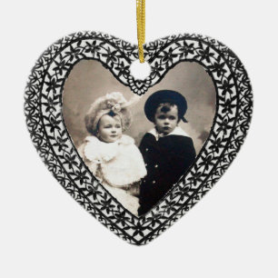 MALL FÖR FOTO FÖR CUPIDSNÖREHJÄRTA JULGRANSPRYDNAD KERAMIK