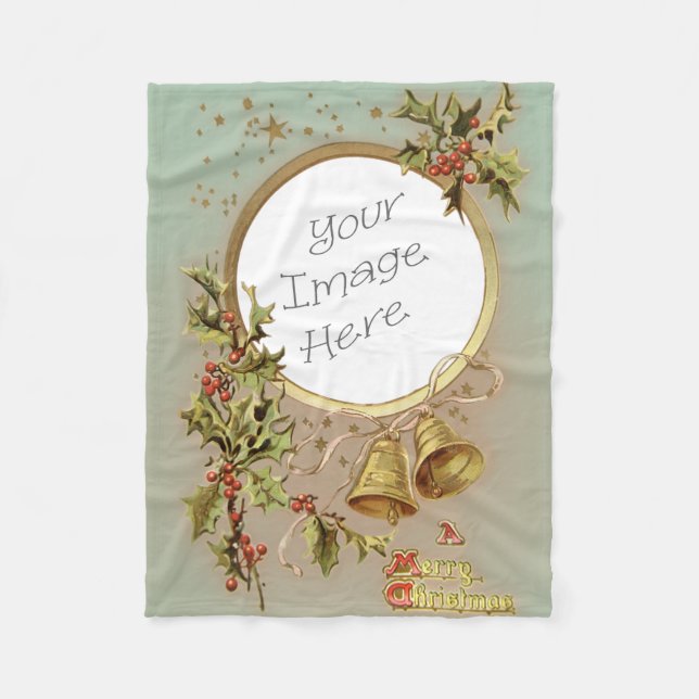 Mall för foto för vintagejulanpassade fleecefilt (Framsidan)
