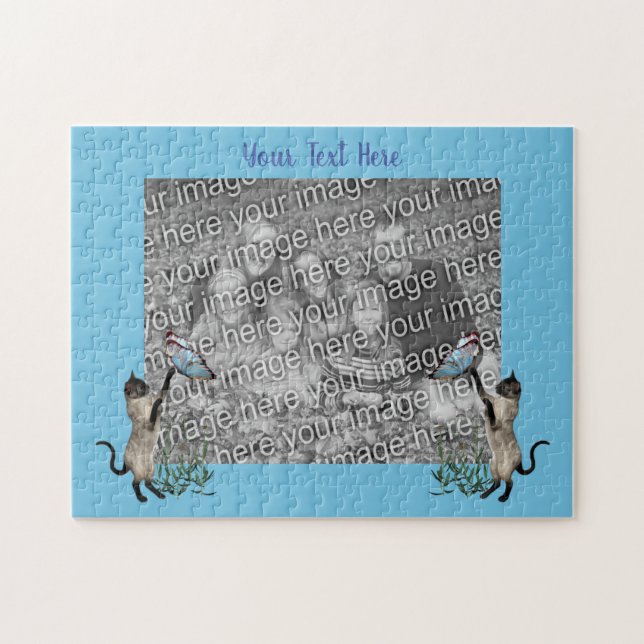 Mall för foto-Ram för siamesiska katthattfjärilar Pussel (Horisontell)