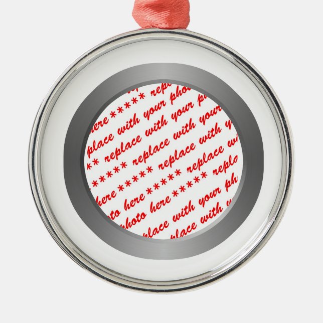 Mall för foto-Ram i Silver Metall Julgransprydnad Metall (Framsidan)