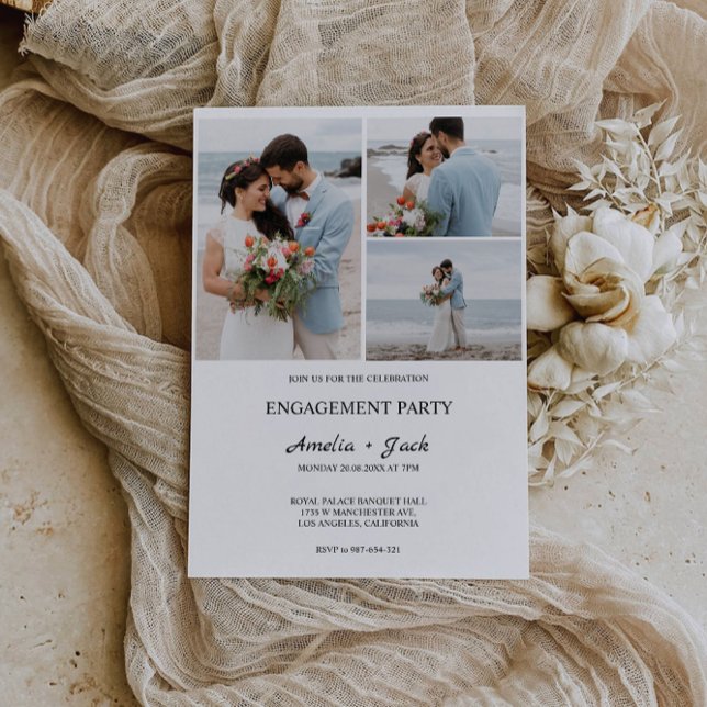 Mall för fotoinbjudan till Bröllop Förlovning (Wedding Engagement Photo Invitation Template)