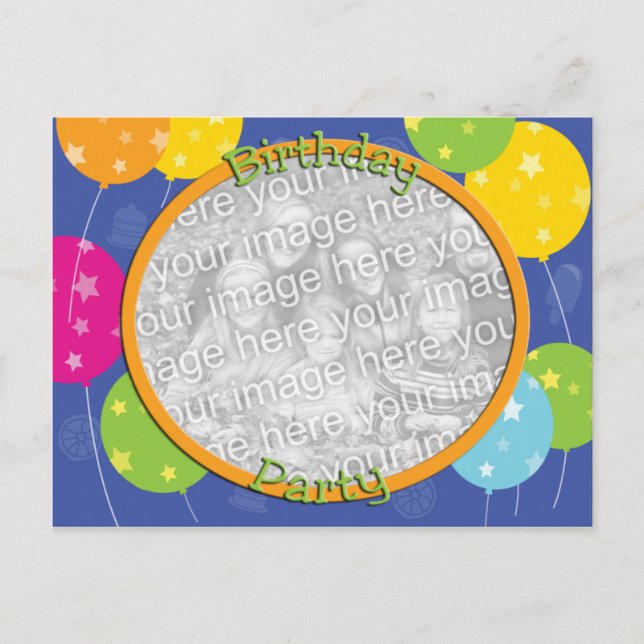 Mall för fotoinbjudan till födelsedagsfest (Framsida)