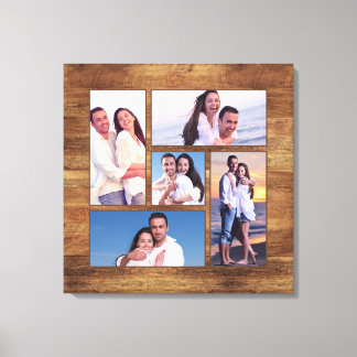 Mall för fotokollage för Rustic Woodgrain-familjen Canvastryck