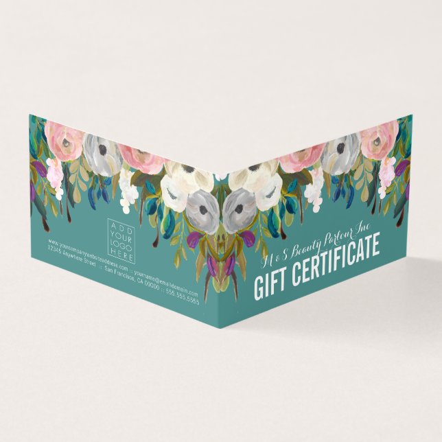 Mall för Gift-certifikat för målat Blommigt Store Kort (Utsida)