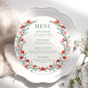 Mall för grå andedräkt runt Menu Card Platt för rö