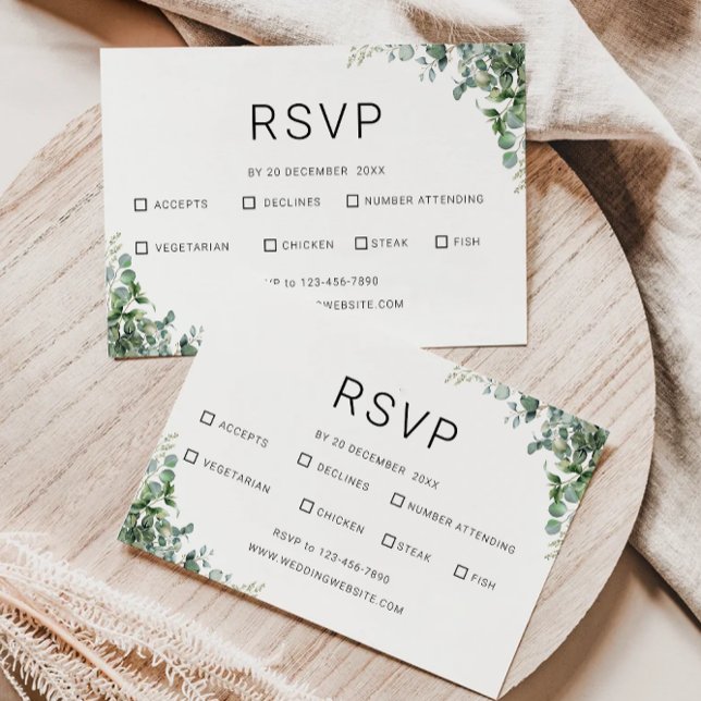 Mall för Greenery OSA kort Bröllop (Greenery RSVP Card Wedding Template)
