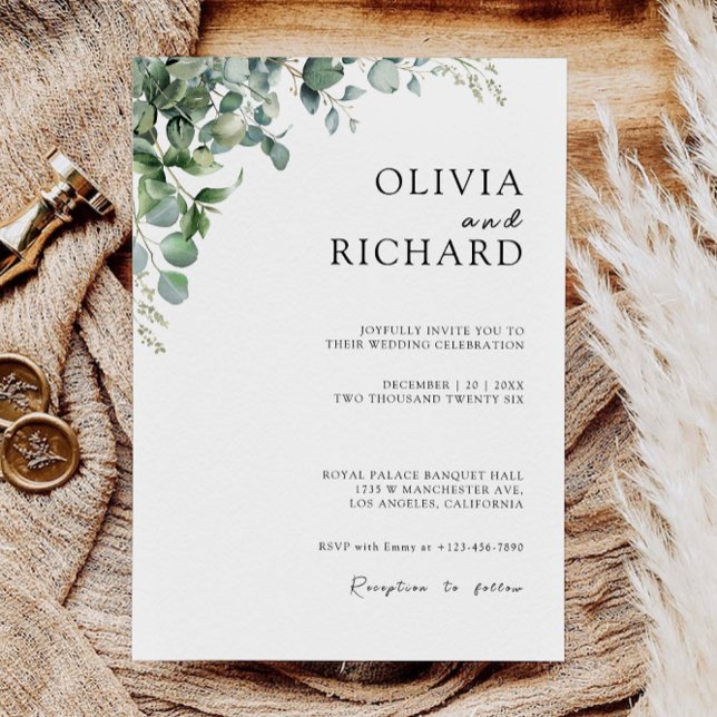 Mall för grekiska Bröllopsinbjudningar (Greenery Wedding Invites Template)