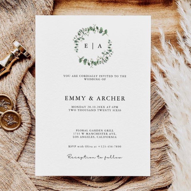 Mall för grekiska Bröllopsinbjudningar (Greenery Wedding Invites Template)
