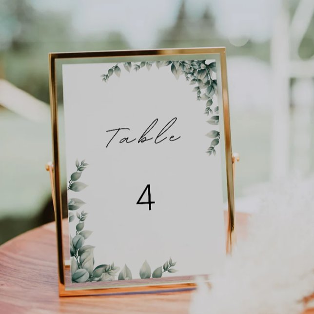 Mall för Grey bröllop bord-kort (Greenery wedding table cards template)