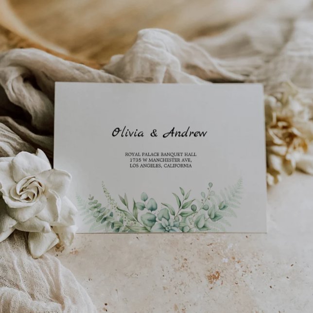 Mall för Grey Bröllop Kuvert Adress (Greenery Wedding Envelope Address Template)