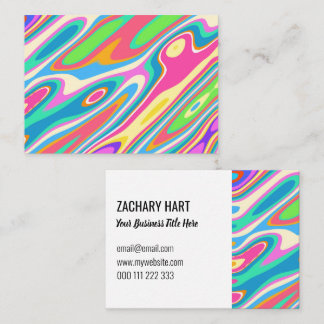Mall för Groovy Hipster Retro Rainbow Mönster Visitkort