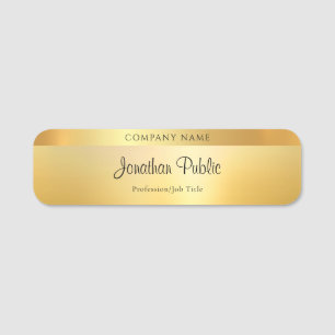 Mall för gul Guld Elegant Hand Script-Namn Namnbricka
