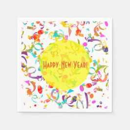 Mall för Gult av färgstarkt konfetti konfetti-kons Pappersservett