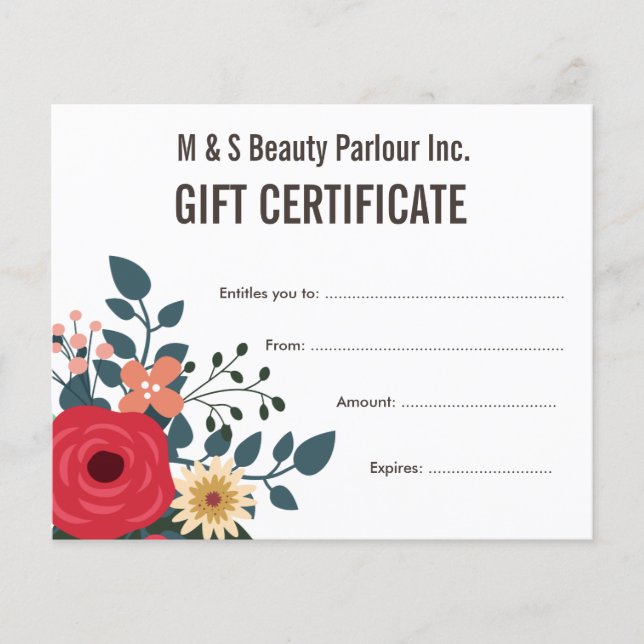 Mall för Hair Beauty Salon Gift-certifikat (Framsida)